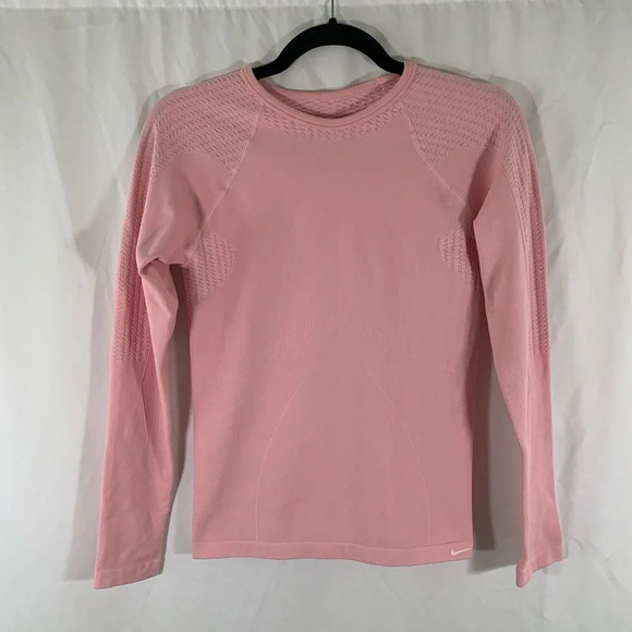 Nike Top Women's Large/XL Pink Long Sleeve Crew Neck Polyester Blend Shirt - Picture 1 of 7